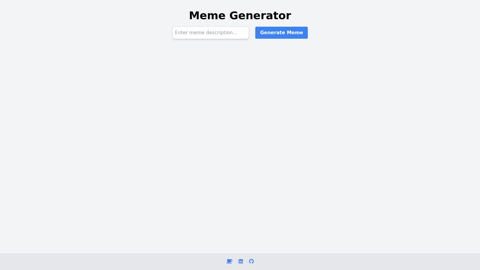 Meme Generator app with a description input and generate button